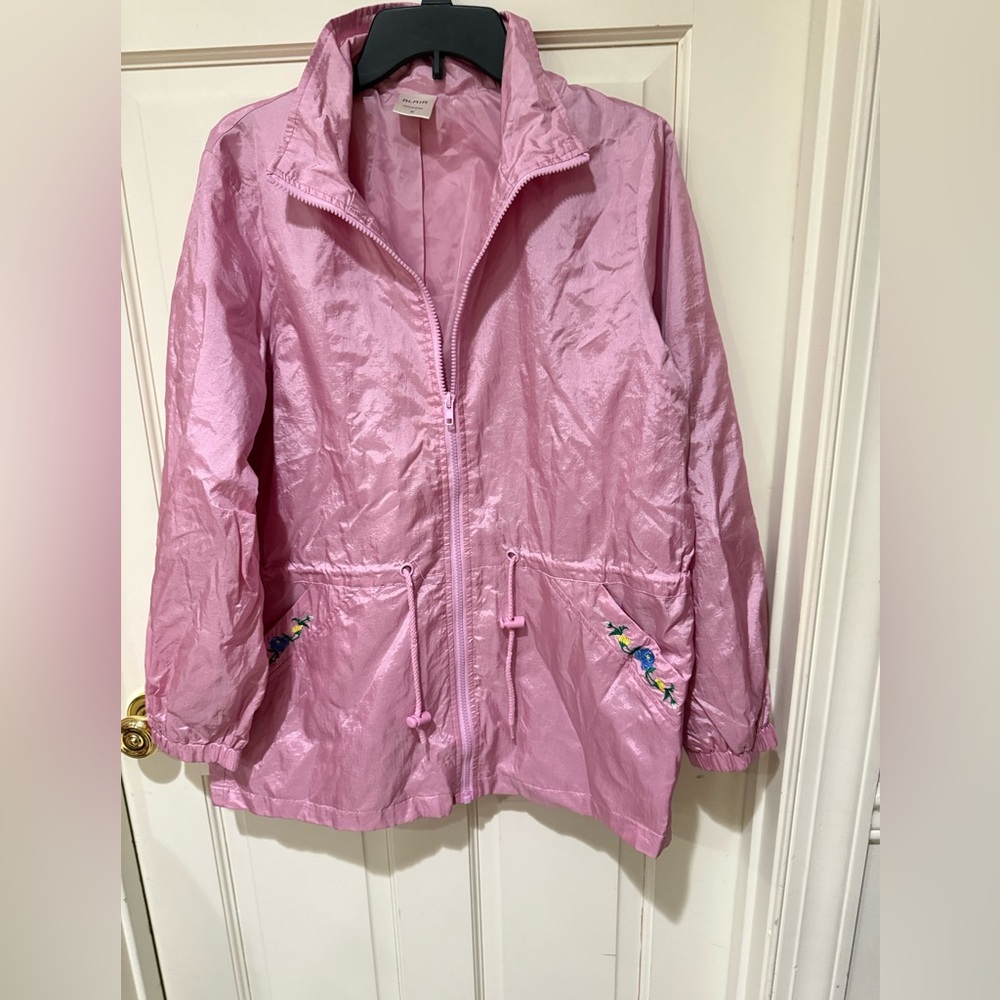 Blair Pink Raincoat with Embroidered Accents